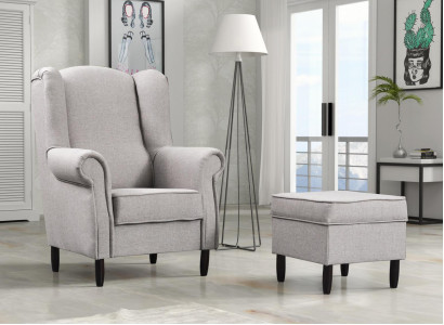 Sessel Hocker Beistell Desig Ohrensessel Set Garnitur Polster Relax Fernseh 2tlg